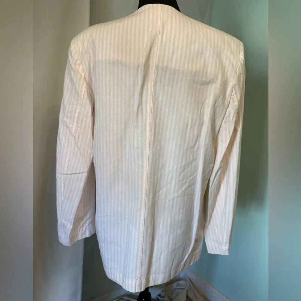 Vintage 80s Mondi Pink and Cream Cotton Striped Blazer size 40